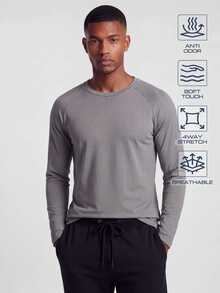 TekDrob Raglan T-Shirt With Regular Fit And Long Sleeves - Grey - View 7