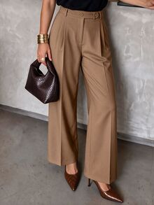 Lavishia Women's Solid Color Casual Versatile Daily Wear Long Pants - Khaki - View 6