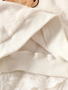 SHEIN 新生女嬰法蘭絨2件套服裝,刺繡泰迪熊與蝴蝶結衛衣+長褲 - 粉色 - 查看 8