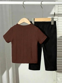 男童套裝，黑白紋理針織毛衣，刺繡圖案，長褲，西部牛仔可愛風，適合夏季 1 歲生日、棕色秋冬季 - 酒紅色 - 查看 3