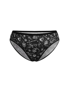AltBold 3pcs Plus Size Gothic Print Triangle Panties - Black and White - View 7