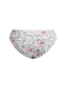 AltBold 3pcs Plus Size Gothic Print Triangle Panties - Black and White - View 9