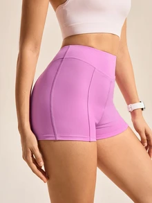 SHEIN Sports Women's New High Elasticity Butt-Lifting Slimming Purple Sports Shorts - Mauve Purple - View 1