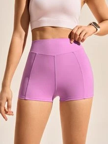 SHEIN Sports Women's New High Elasticity Butt-Lifting Slimming Purple Sports Shorts - Mauve Purple - View 3
