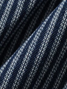 DAZY Spring/Autumn Striped Denim Washed Soft Distressed Men's Denim Jacket - Blue - View 8