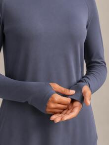 Activina Kaos Olahraga Kasual Lengan Panjang Sederhana untuk Wanita (Yoga) - Navy Blue - View 5