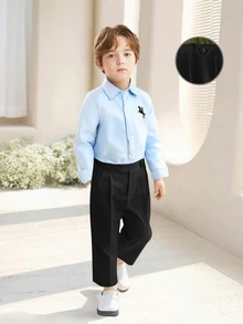 PrepCrw Young Boy White Trousers With Buckle Waist, Suitable For Party, Holiday, Gatherings - Black - View 7