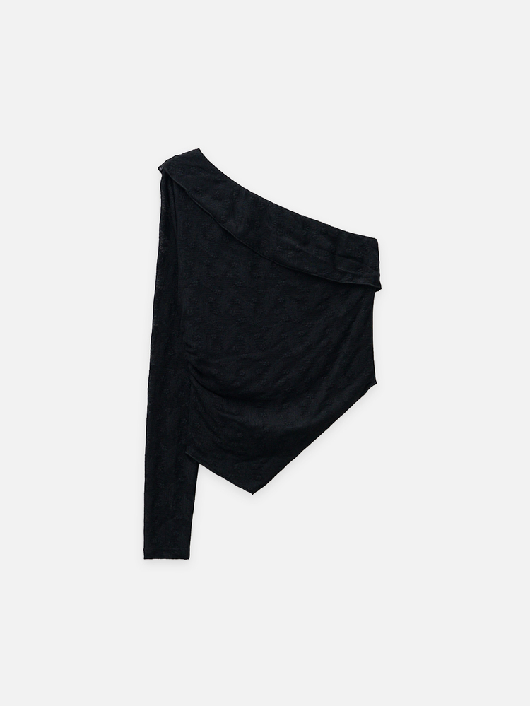 Nöista Black One Shoulder Fitted Top With Ruffle Detail.Fall Winter, Party.Evening,Special Occasions - Pink - View 6