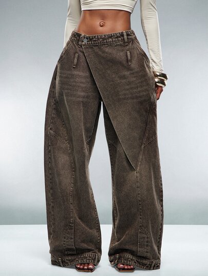 Denimoi Women's Casual Versatile Daily Travel Denim Jeans With Pockets And Buttons