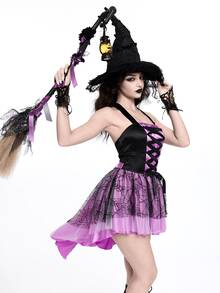 ROMWE Avant Adult Sexy Purple Tailcoat Witch Costume, Halloween Witch Queen Fantasy Cosplay Dress For Women - Purple - View 5