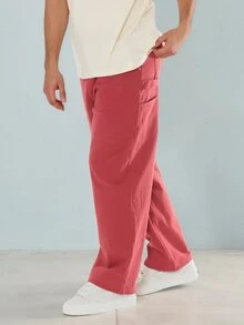 FORM&CHAOS Men's Autumn/Winter Retro Red Diagonal Stripe Loose Fit Long Pants - Red - View 3