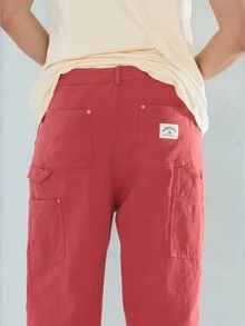 FORM&CHAOS Men's Autumn/Winter Retro Red Diagonal Stripe Loose Fit Long Pants - Red - View 7