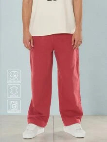 FORM&CHAOS Men's Autumn/Winter Retro Red Diagonal Stripe Loose Fit Long Pants - Red - View 5