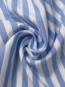 Elyressa Women's Woven Casual Striped Fall Blouse - Blue - View 3