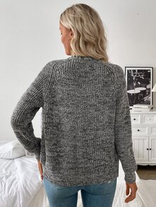 SHEIN LUNE Women's Simple Casual Design Cardigan,Long Sleeve Tops Fall Winter Cloth For Women - Grey - View 3