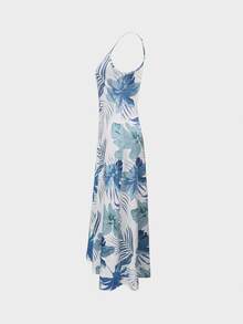 EMERY ROSE Women Short Casual Tropical Dress, Minimalist Fashionable For Everyday Wear Vacation Beach White Floral Summer - Mint Blue - View 5