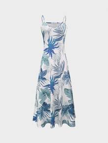 EMERY ROSE Women Short Casual Tropical Dress, Minimalist Fashionable For Everyday Wear Vacation Beach White Floral Summer - Mint Blue - View 4