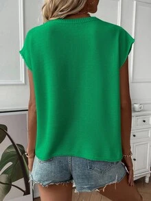 EMERY ROSE Chaleco de punto de unicolor informal para mujer - Verde - Ver 2