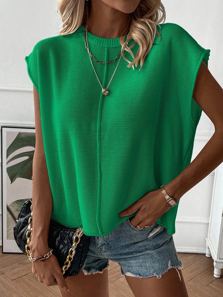 EMERY ROSE Women's Casual Solid Color Knit Vest - Green - View 7