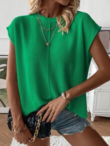 EMERY ROSE Chaleco de punto de unicolor informal para mujer - Verde - Ver 6