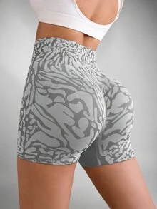 Slayform Slayform Women's Printed Simple Daily Seamless Sports ShortsWomen Sweat Short, Gym Short, Biker Short - Grey - View 3