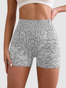 Slayform Slayform Women's Printed Simple Daily Seamless Sports ShortsWomen Sweat Short, Gym Short, Biker Short - Grey - View 6