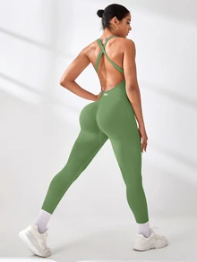 Slayform Slayform 女款無袖性感運動連身褲 - Limelight Green - 查看 7