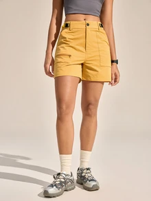 SHEIN Sports 女士户外休闲运动短裤（带口袋） - 橘色 - 查看 5