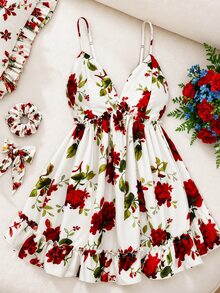 Flirla Plus Size Women Floral Print Camisole Mesh Top Vacation White Red Summer Cottage Core - Multicolor - View 9