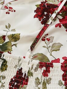 Flirla Plus Size Women Floral Print Camisole Mesh Top Vacation White Red Summer Cottage Core - Multicolor - View 5