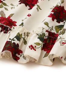 Flirla Plus Size Women Floral Print Camisole Mesh Top Vacation White Red Summer Cottage Core - Multicolor - View 7