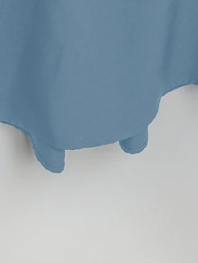 SHEIN Tall CURVE 大码女式法式休闲V领短袖夏季连衣裙 - 霧霾藍 - 查看 5