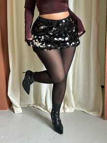 GalTyme Plus Size Women Solid Color Casual Versatile Daily Wear Tight Leggings - Black - View 5