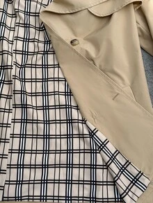 SHEIN Clasi Plus Double Breasted Belted Trench Coat Fall - Khaki - View 10