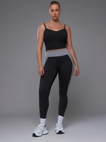 Voyena Women's Plus Size Colorblock Casual Daily Travel Sports Tight Leggings - Black - View 6