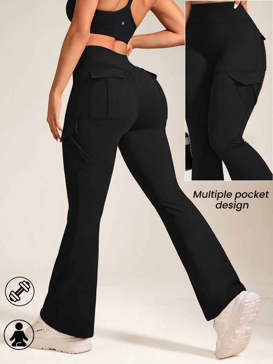 Eassivo Eassivo Casual Versatile Solid Color Slim Fit Cargo Sports Pants - Black - View 1