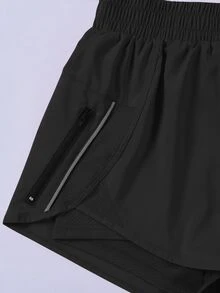 Eassivo Eassivo Women Sports Shorts Kantong Zip Plain - Hitam - View 7