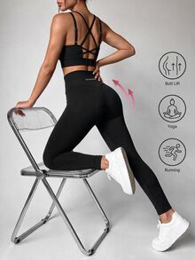 Slayform Slayform Set Pakaian Olahraga Luar Ruangan Wanita: Bra & Legging - Hitam - View 2