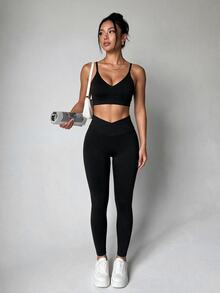 Slayform Slayform Set Pakaian Olahraga Luar Ruangan Wanita: Bra & Legging - Hitam - View 3