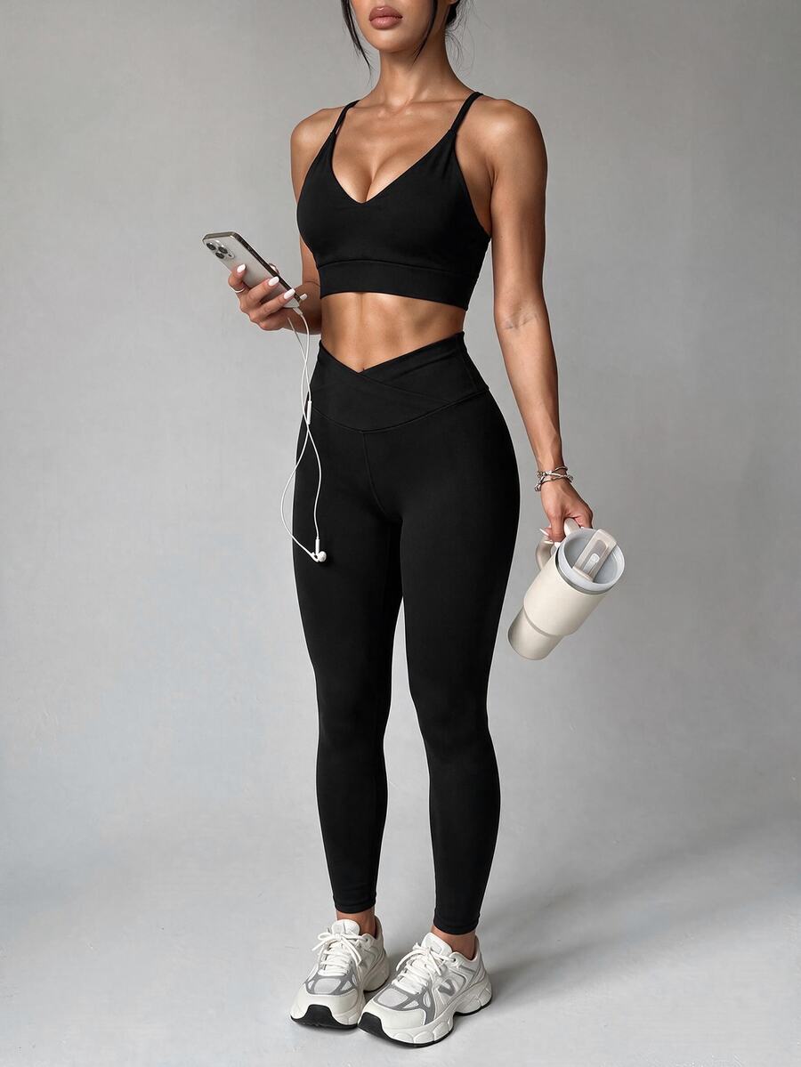Slayform Slayform Set Pakaian Olahraga Luar Ruangan Wanita: Bra & Legging - Hitam - View 1