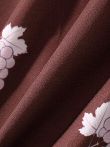 DAZY Summer Vacation Style Elegant Butterfly & Fruit Pattern All-Over Print Lace Patchwork Women's Nightgown Fall - Coffee Brown - View 7