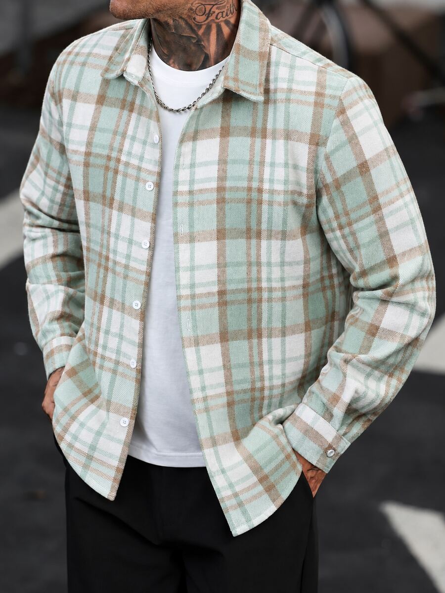 Manfinity CasualCool Men's Plaid Casual Versatile Daily Wear Shirt - Multicolor - View 1