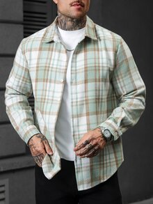 Manfinity CasualCool Men's Plaid Casual Versatile Daily Wear Shirt - Multicolor - View 9