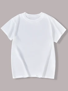 4pcs/Set Teenage Boys Casual Streetwear Slim Fit Comfortable Undershirt White T-Shirts Back-To-School Summer - White - View 6