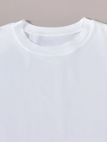 4pcs/Set Teenage Boys Casual Streetwear Slim Fit Comfortable Undershirt White T-Shirts Back-To-School Summer - White - View 4