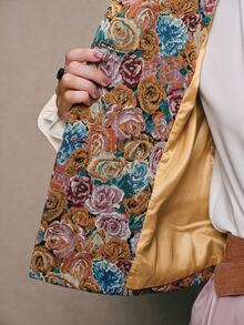 Anewsta Women's Fall/Winter Elegant Old Rose Floral Embroidered Long Sleeve Jacket Vintage For Party Ceremony - Orange - View 9