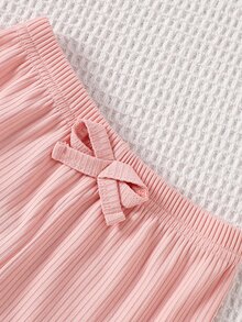 SHEIN Playful Pals 女嬰 0-3歲 藍色夏季休閒家庭套裝 10件/5套 出門穿搭 短袖上衣與蝴蝶結裝飾短褲 舒適衣著 - 彩色 - 查看 6