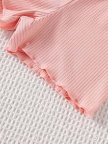 SHEIN Playful Pals 女嬰 0-3歲 藍色夏季休閒家庭套裝 10件/5套 出門穿搭 短袖上衣與蝴蝶結裝飾短褲 舒適衣著 - 彩色 - 查看 7