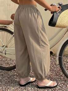 Dazy Plus Solid Color Loose Lantern Pants Casual Vacation Spring Autumn New Versatile Old Money Style Long Pants - Khaki - View 6