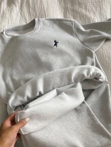 DAZY Women's 2 Pieces Set: Fall Crew Neck Drop Shoulder Long Sleeve Loose Solid Color Sweatshirt Long Straight Leg Pants, Light Grey Grey Casual Lounge - Grey - View 7